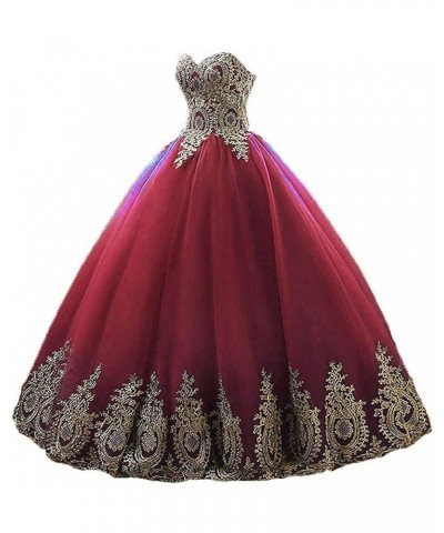 Women's Sweetheart Gold Applique Quinceanera Dress Evening Prom Gowns Black $37.96 Dresses