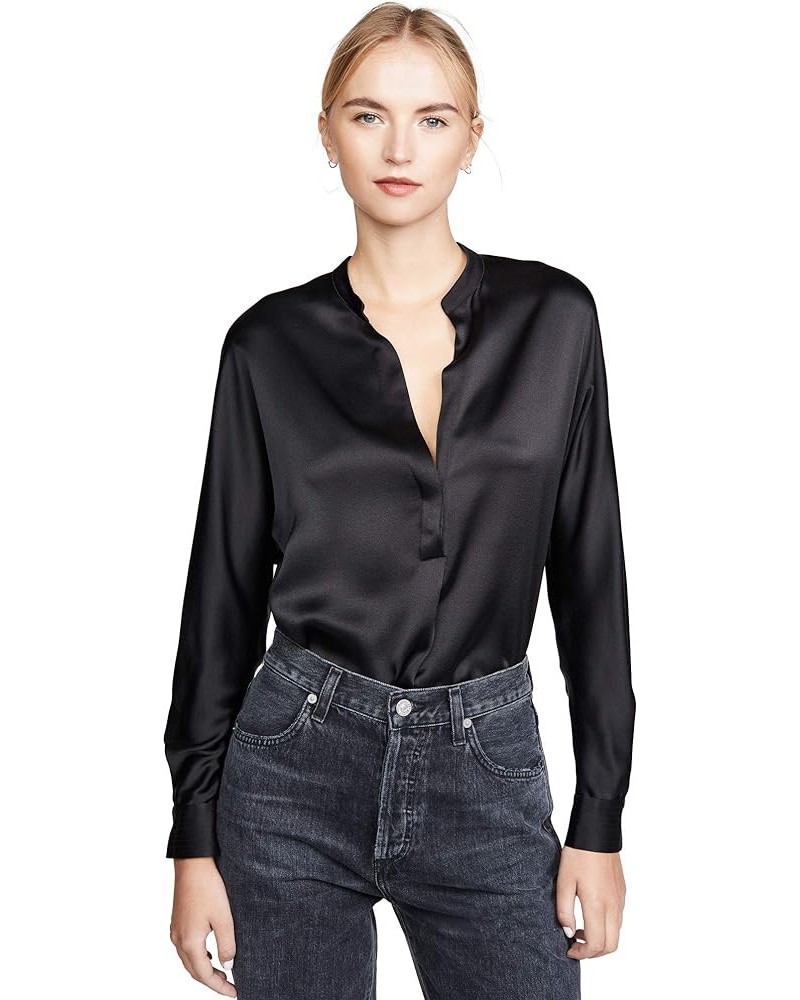 Women's Band Collar Blouse Black $146.25 Blouses