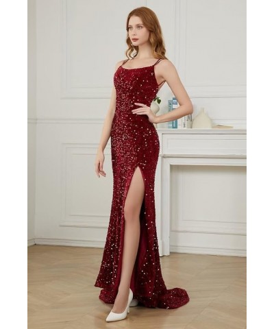 Spaghetti Straps Sequin Prom Dresses 2024 Mermaid Formal Dress with Slit Long Sparkly Evening Party Gowns for Women Sage $31....