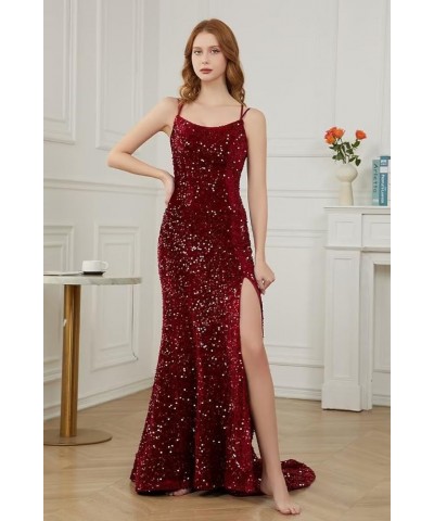 Spaghetti Straps Sequin Prom Dresses 2024 Mermaid Formal Dress with Slit Long Sparkly Evening Party Gowns for Women Sage $31....