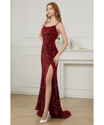 Spaghetti Straps Sequin Prom Dresses 2024 Mermaid Formal Dress with Slit Long Sparkly Evening Party Gowns for Women Sage $31....