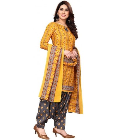 Patiyala Style Salwar Suit of Crepe Fabric with Matching Dupatta of Indian Panjabi Style for Women & Girls Yellow 46 $18.20 S...