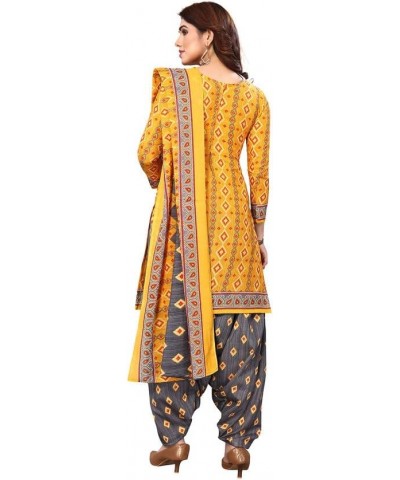 Patiyala Style Salwar Suit of Crepe Fabric with Matching Dupatta of Indian Panjabi Style for Women & Girls Yellow 46 $18.20 S...