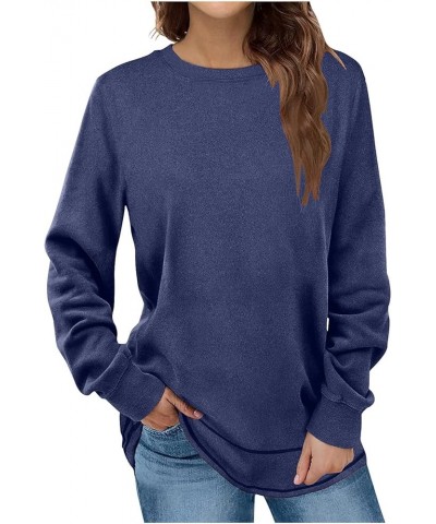 Fall Fashion Clothes for Women Loose Fit Dressy Casual Long Sleeve Soft Crewneck T Shirts 2023 14-navy $8.47 T-Shirts