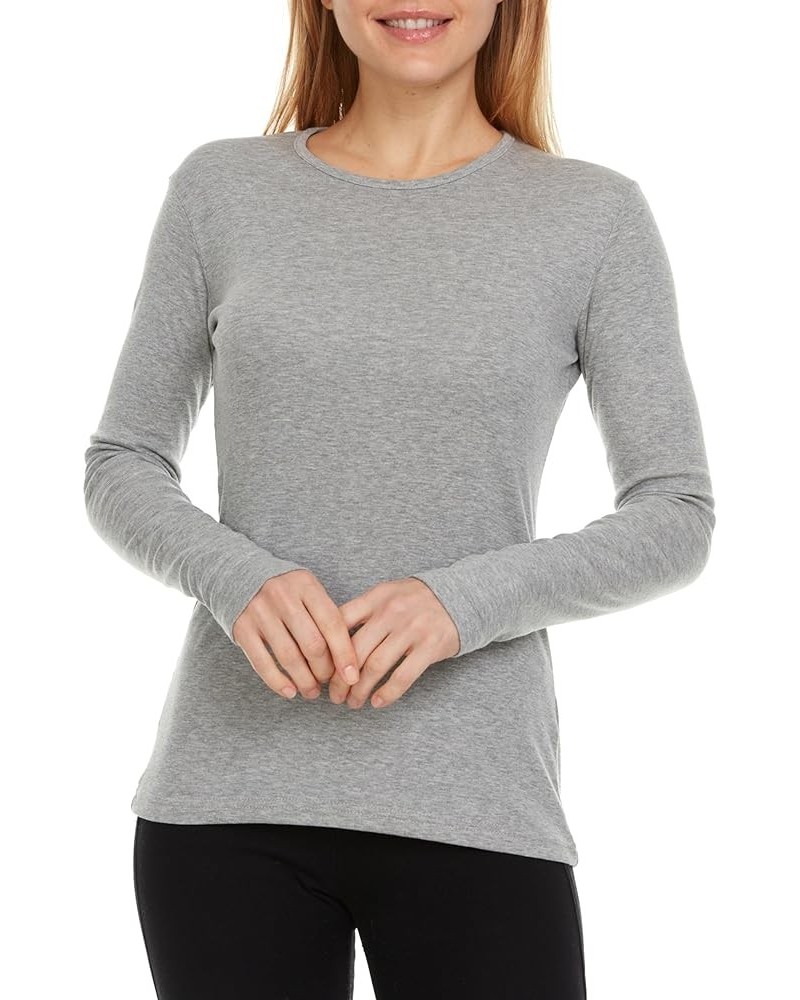 Women's Long Sleeve Tee - Crewneck Cotton T-Shirt Tagless Super Soft Classic and Fitted. Grey $8.80 T-Shirts