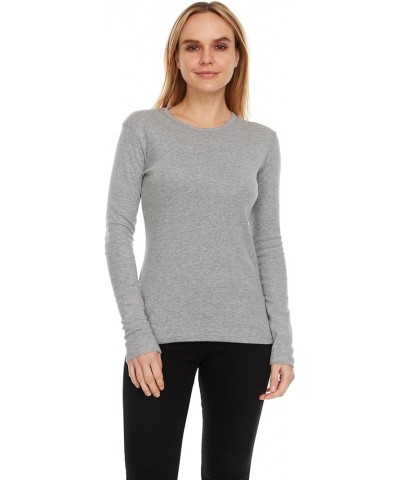 Women's Long Sleeve Tee - Crewneck Cotton T-Shirt Tagless Super Soft Classic and Fitted. Grey $8.80 T-Shirts