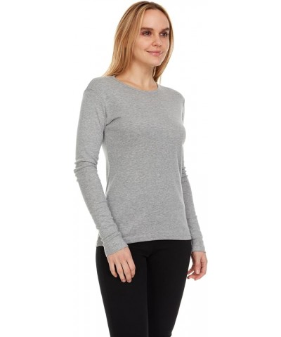 Women's Long Sleeve Tee - Crewneck Cotton T-Shirt Tagless Super Soft Classic and Fitted. Grey $8.80 T-Shirts