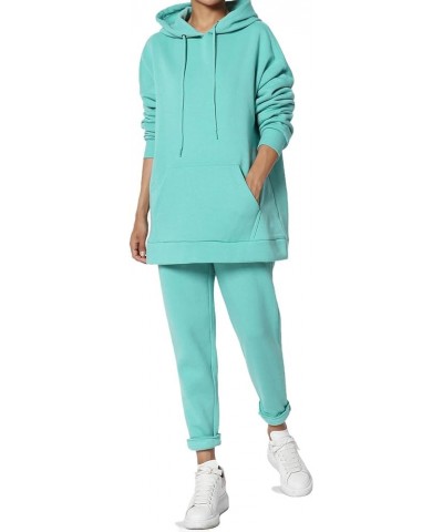 Women's S~3X Lounge FleecePullover Sweatshirt Drawstring Jogger Sweat Pants SET Ash Mint Hoodie $20.00 Activewear