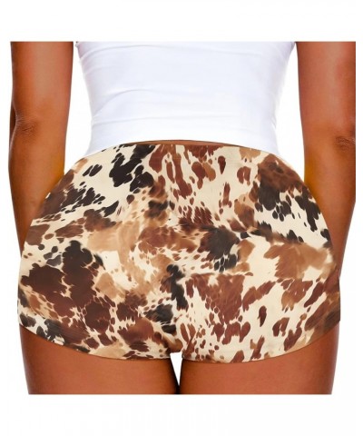 Womens Butt Lifting Sexy Yoga Shorts Workout Shorts High Waisted Active Hot Pants Black Brown Cow $10.61 Shorts