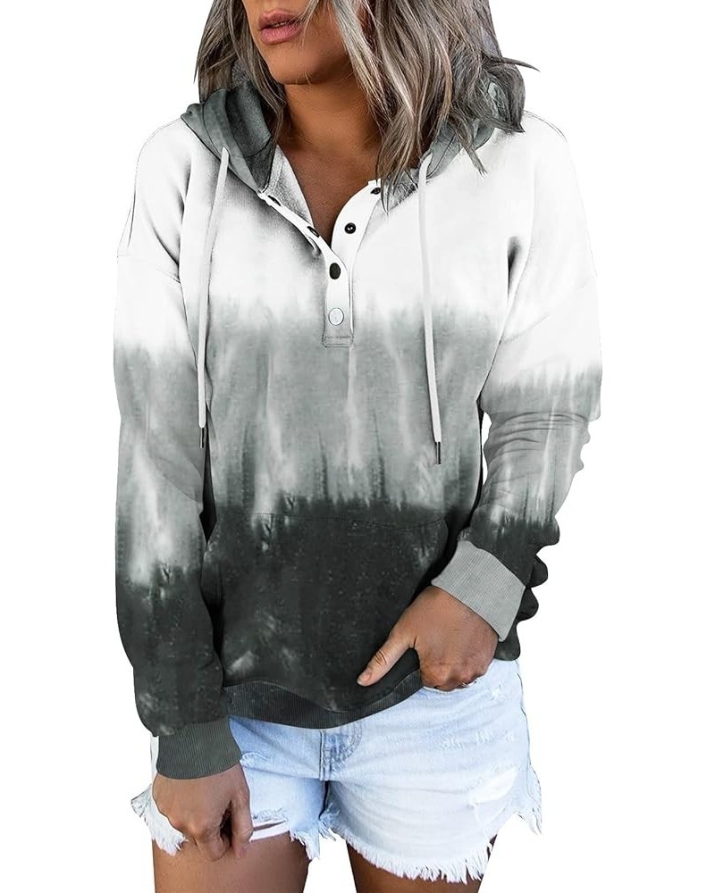 Hooded Sweatshirts for Women Hoodies Pullover Casual Sports Top Button Down Shirt with Pockets Tie Dye Grey $14.70 Hoodies & ...