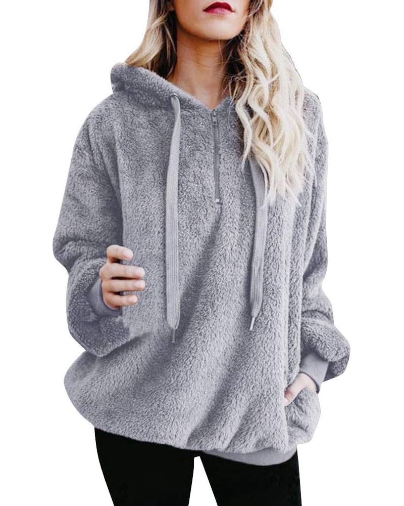 Hoodies for Women Oversized Fuzzy Fleece Sweatshirts Zip Up Sherpa Fluffy Hoodie Pullover Soft Pocket Outwear Jackets Gf1- E3...