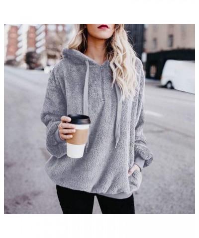 Hoodies for Women Oversized Fuzzy Fleece Sweatshirts Zip Up Sherpa Fluffy Hoodie Pullover Soft Pocket Outwear Jackets Gf1- E3...