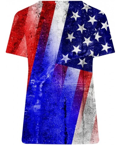 4th of July 2024 Tshirts for Women Fashion American Flag Top Patriotic Stars Stripes T-Shirts Independence Day Blouses Blue C...