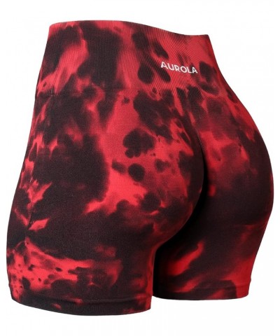 Dream Tie Dye Workout Shorts for Women Seamless Scrunch Soft Active Shorts Red-black Tie Dye $20.51 Activewear