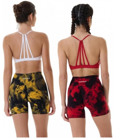 Dream Tie Dye Workout Shorts for Women Seamless Scrunch Soft Active Shorts Red-black Tie Dye $20.51 Activewear