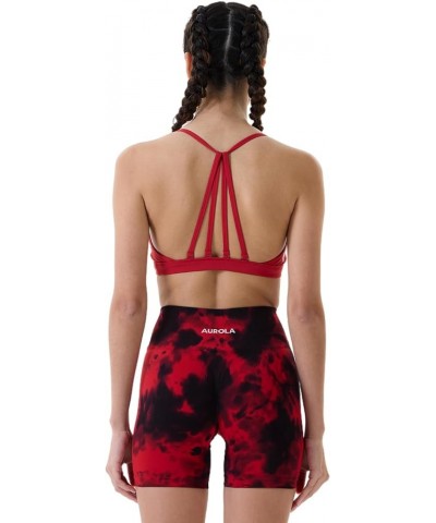 Dream Tie Dye Workout Shorts for Women Seamless Scrunch Soft Active Shorts Red-black Tie Dye $20.51 Activewear