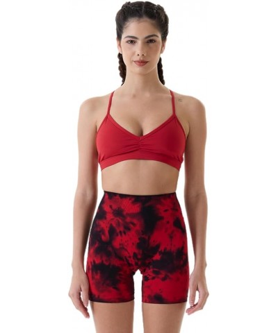 Dream Tie Dye Workout Shorts for Women Seamless Scrunch Soft Active Shorts Red-black Tie Dye $20.51 Activewear