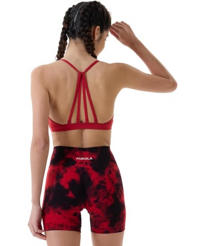 Dream Tie Dye Workout Shorts for Women Seamless Scrunch Soft Active Shorts Red-black Tie Dye $20.51 Activewear