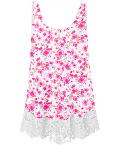 St. Patrick's Day Women's Green Lucky Shamrock Clover Sleeveless Swing Lace Flowy Tank Top Pink Floral $13.99 Tanks