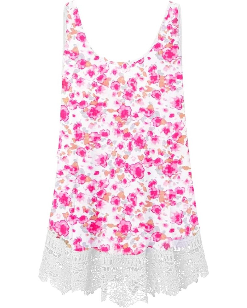 St. Patrick's Day Women's Green Lucky Shamrock Clover Sleeveless Swing Lace Flowy Tank Top Pink Floral $13.99 Tanks