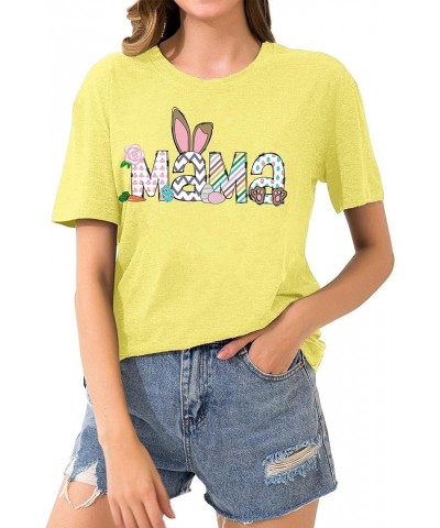 Women Happy Easter T Shirt Bunny Rabbit Graphic T-Shirt Funny Letter Printed Shirts Short Sleeve Tops 137-yellow $11.75 T-Shirts