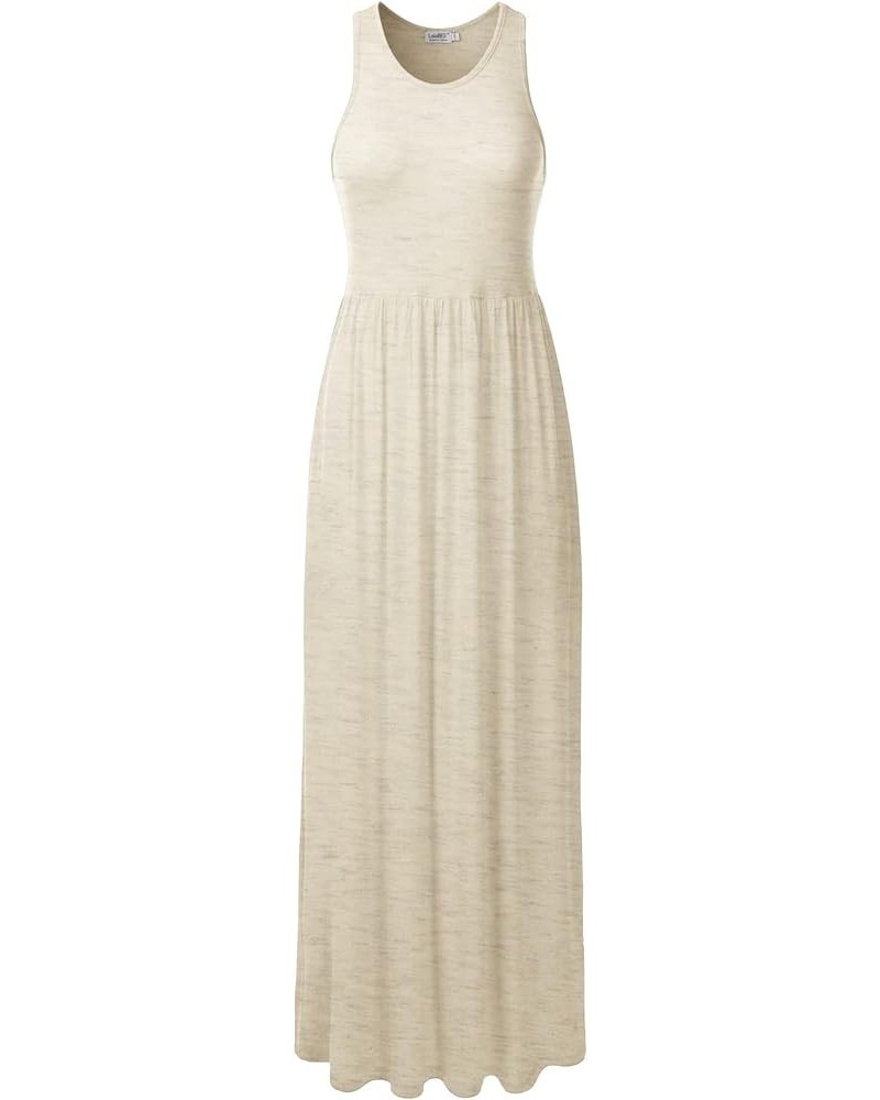 Women's Sleeveless Racerback Long Maxi Dress with Pockets (XS-XXL) Dbd002_oatmeal $15.05 Others