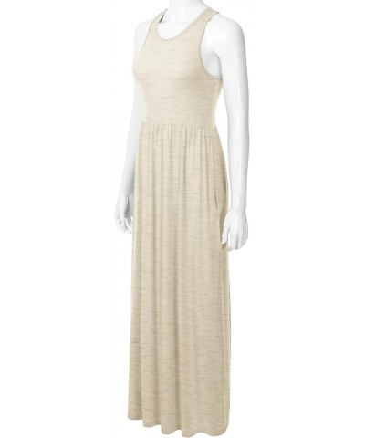 Women's Sleeveless Racerback Long Maxi Dress with Pockets (XS-XXL) Dbd002_oatmeal $15.05 Others