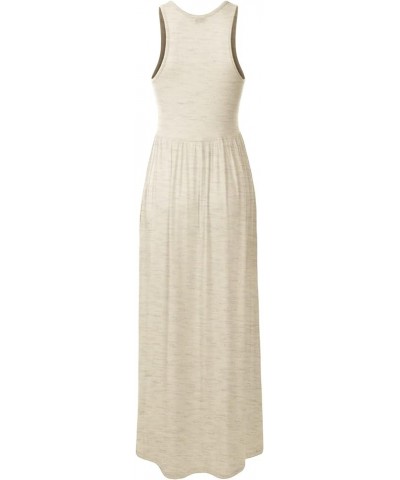 Women's Sleeveless Racerback Long Maxi Dress with Pockets (XS-XXL) Dbd002_oatmeal $15.05 Others