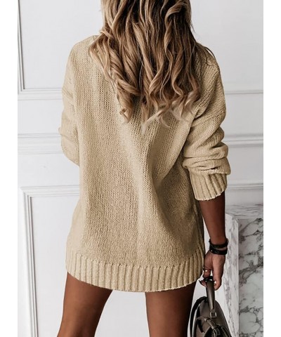 Womens Loose Sweaters Sexy V Neck Long Sleeve Solid Knitted Jumper Pullover Sweatshirt Tops Khaki $23.39 Hoodies & Sweatshirts