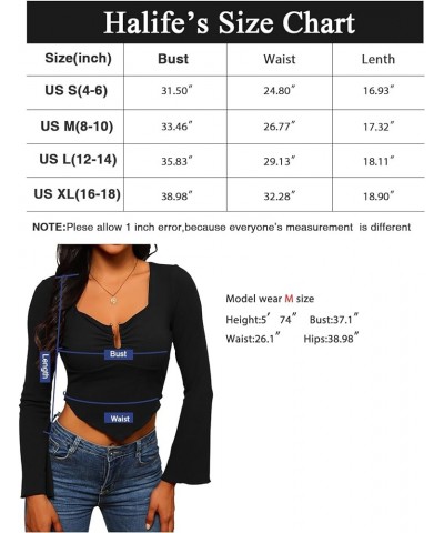 Womens Long Sleeve Square Neck Crop Tops Ribbed Slim Fitted Tight Going Out Shirt Asymmetrical Hem Tee Hot Pink $11.44 T-Shirts