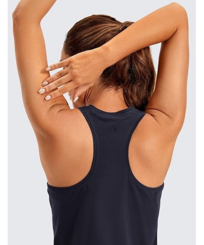 Women's Racerback Workout Tank Tops Loose Fit - Soft Pima Cotton Athletic Yoga Shirts Lightweight Navy $10.00 Activewear