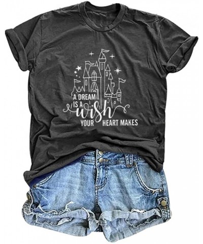 Magical Shirt for Women Magic Kingdom Tshirt Family Vacation Tee Castle Graphic Short Sleeve Tops Style9-dark Grey $11.79 T-S...