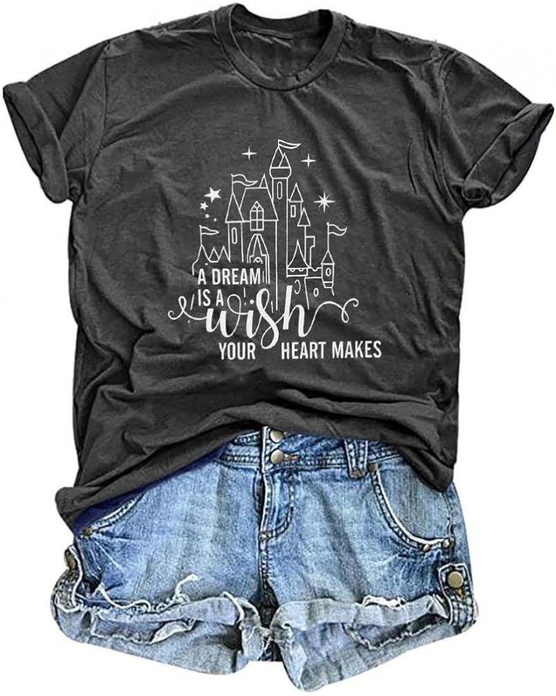 Magical Shirt for Women Magic Kingdom Tshirt Family Vacation Tee Castle Graphic Short Sleeve Tops Style9-dark Grey $11.79 T-S...