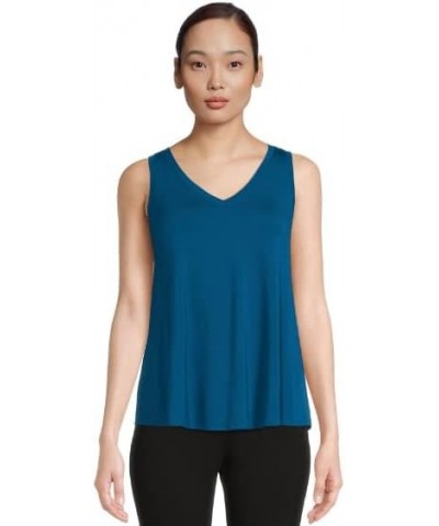 Women's High Low V-Neck Tank Top Turquoise $10.08 Tanks