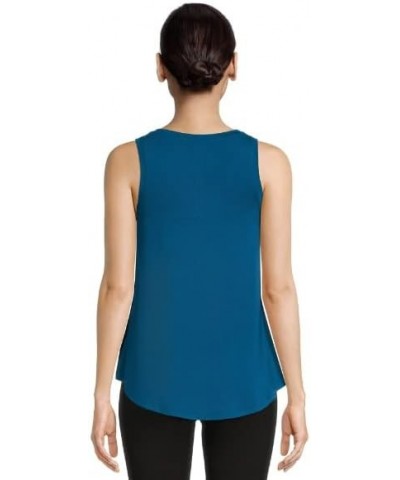 Women's High Low V-Neck Tank Top Turquoise $10.08 Tanks