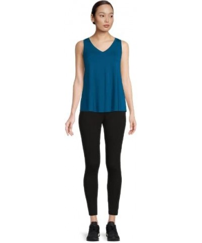 Women's High Low V-Neck Tank Top Turquoise $10.08 Tanks