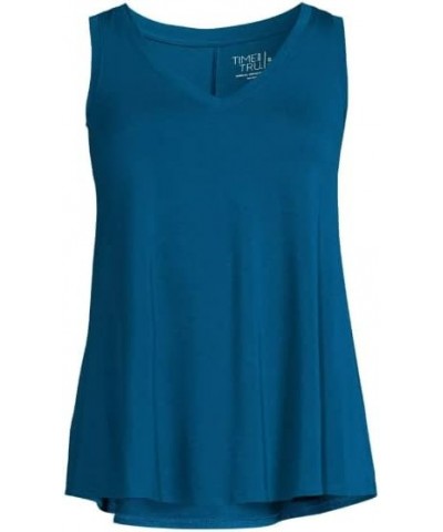 Women's High Low V-Neck Tank Top Turquoise $10.08 Tanks