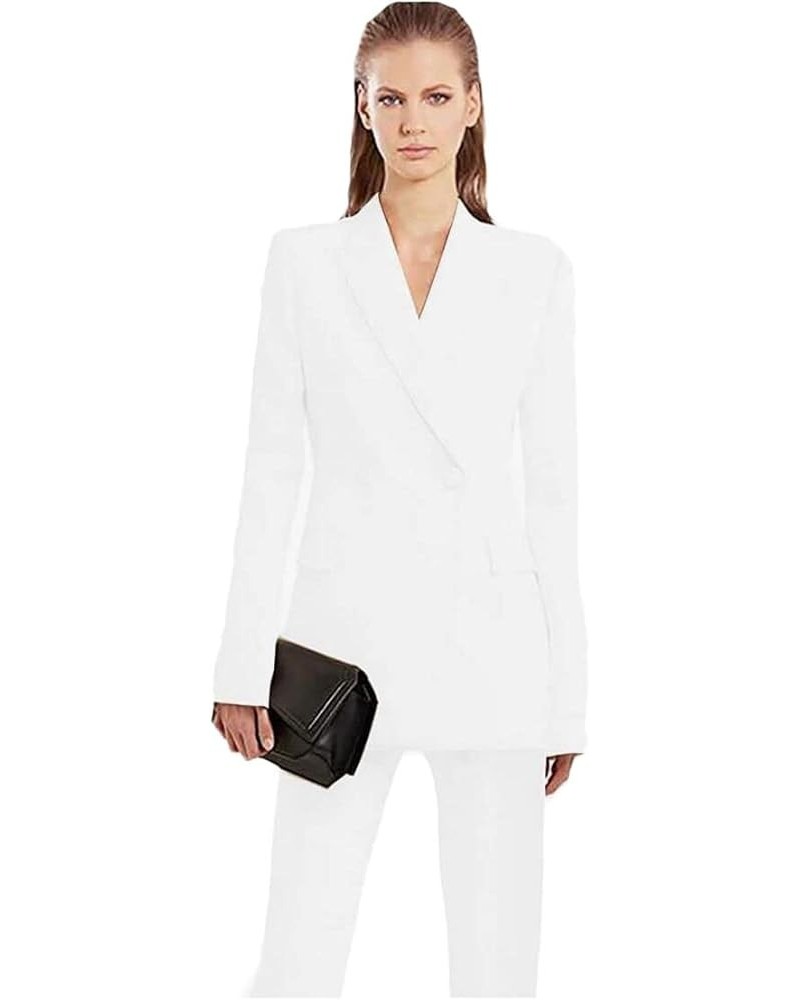 Work Suit Sets for Women Office Professional 2 PC Double Breasted Business Suit Blazer Pants Set White $31.85 Suits