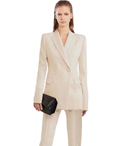 Work Suit Sets for Women Office Professional 2 PC Double Breasted Business Suit Blazer Pants Set White $31.85 Suits