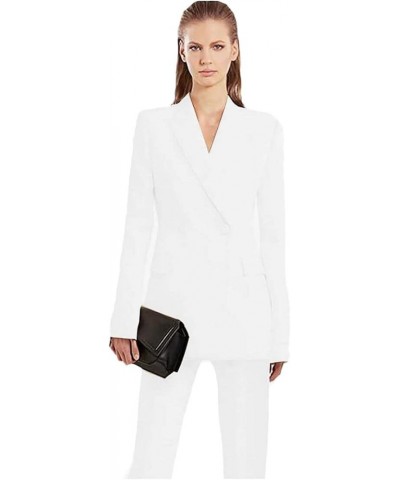 Work Suit Sets for Women Office Professional 2 PC Double Breasted Business Suit Blazer Pants Set White $31.85 Suits