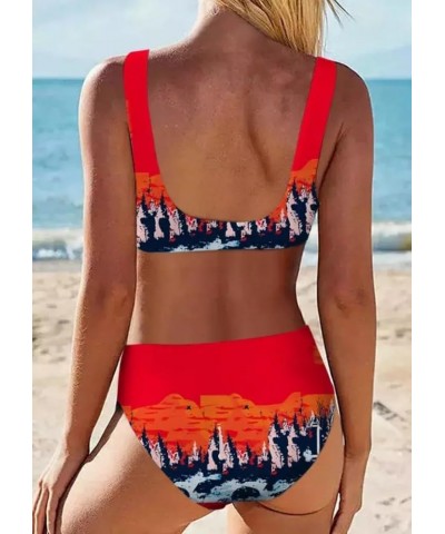 Women's Summer Sexy Beach Vacation Two Piece Bikini Set Swimwear Swimsuit Bathing Suits Red Orange $13.53 Swimsuits