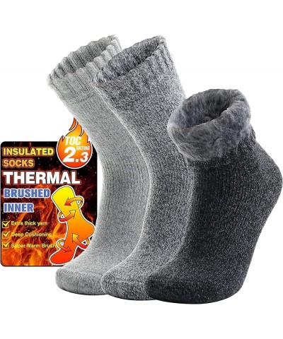 3 Pairs Warm Thermal Socks for Women & Men Winter Ski Thick Boot Insulated Socks for Cold Weather Black&grey $13.24 Socks