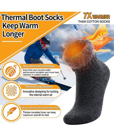 3 Pairs Warm Thermal Socks for Women & Men Winter Ski Thick Boot Insulated Socks for Cold Weather Black&grey $13.24 Socks