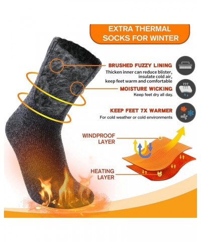 3 Pairs Warm Thermal Socks for Women & Men Winter Ski Thick Boot Insulated Socks for Cold Weather Black&grey $13.24 Socks