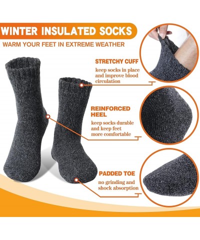 3 Pairs Warm Thermal Socks for Women & Men Winter Ski Thick Boot Insulated Socks for Cold Weather Black&grey $13.24 Socks