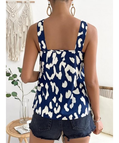 Women's Sleeveless Satin Tank Top Backless Tie Back Solid Halter Blouse Graphic Blue $18.59 Tanks