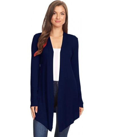 Women's Solid Casual Basic Comfy Loose Fit Long Sleeve Open Front Cardigan Hcd00058 Navy $11.25 Sweaters