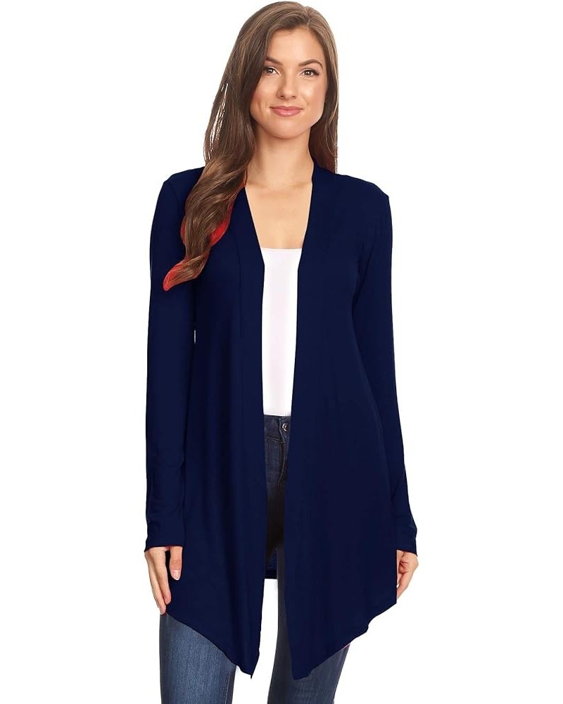 Women's Solid Casual Basic Comfy Loose Fit Long Sleeve Open Front Cardigan Hcd00058 Navy $11.25 Sweaters