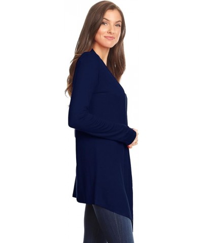 Women's Solid Casual Basic Comfy Loose Fit Long Sleeve Open Front Cardigan Hcd00058 Navy $11.25 Sweaters