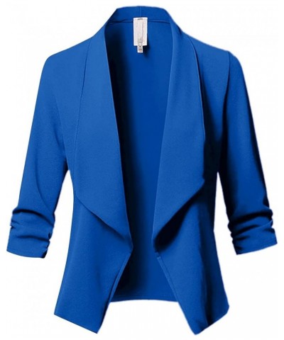 Women's 's Fall Blazers 2023 Color Solid Open Front Cardigan Long Sleeve Casual Jacket Coat Blazers, S-5XL Ra3-blue $10.13 Bl...